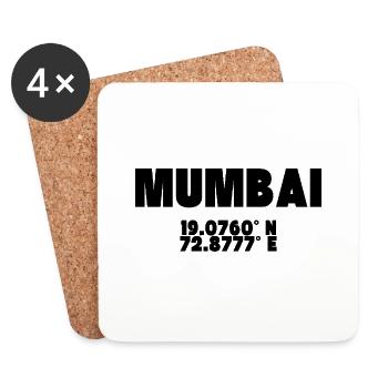 Mumbai - Concevoir avec des coordonnées - Dessous de verre (lot de 4) - blanc - Devant