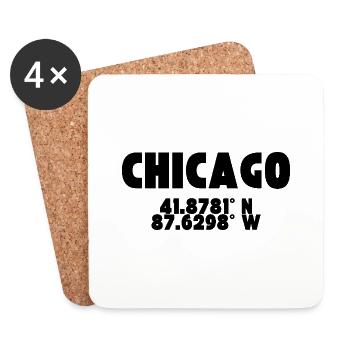 Chicago - Design mit Koordinaten - Untersetzer (4er-Set) - Weiß - Vorne