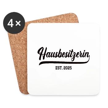 Hausbesitzerin 2025 Bauherrin Hauskauf Hausbau - Untersetzer (4er-Set) - Weiß - Vorne
