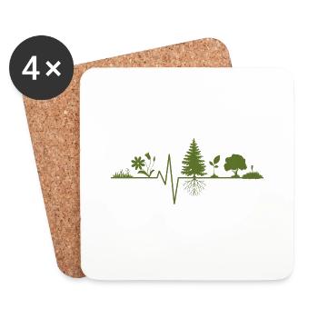 Natur - Herzschlag - Untersetzer (4er-Set) - Weiß - Vorne