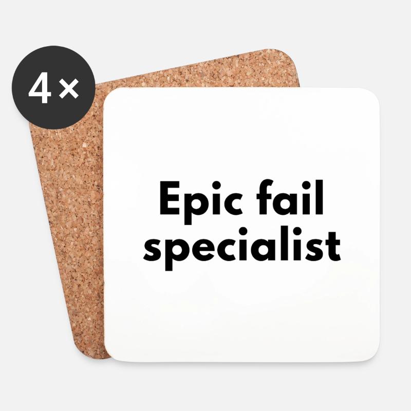 Epic Fail Spezialist – Lustiges Design - Untersetzer (4er-Set) - Weiß