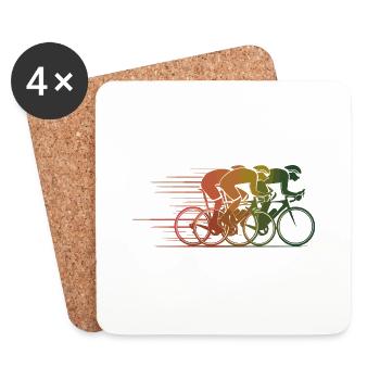 Vintage Rennradfahrer - Untersetzer (4er-Set) - Weiß - Vorne