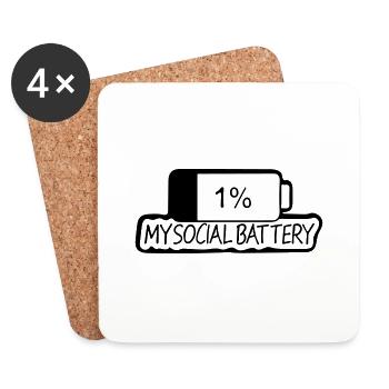 1 my social battery - Coasters (set of 4) - white - Front