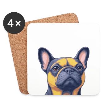 Franzosischer Bulldogge - Frenchie - Untersetzer (4er-Set) - Weiß - Vorne
