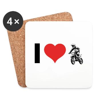 I Love Motocross - Hobby Sports Design - Untersetzer (4er-Set) - Weiß - Vorne