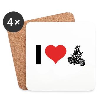 I love Biker Girl - Woman Motorcycle Design - Untersetzer (4er-Set) - Weiß - Vorne