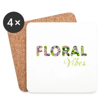 Vibrations florales - Dessous de verre (lot de 4) - blanc - Devant