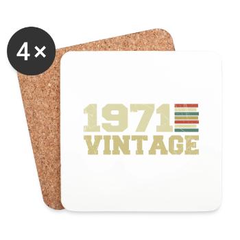 Cadeau 1971 Cadeau Anniversaire 1971 Vintage 1971 - Dessous de verre (lot de 4) - blanc - Devant