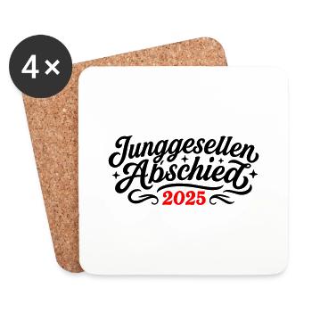 Junggesellen Abschied 2025 - Untersetzer (4er-Set) - Weiß - Vorne