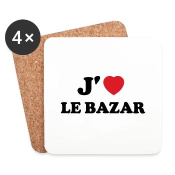 J'aime Le Bazar - Dessous de verre (lot de 4) - blanc - Devant