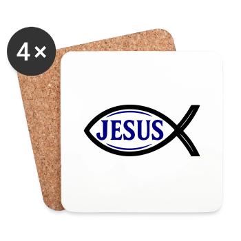 Jesus Fisch - Untersetzer (4er-Set) - Weiß - Vorne