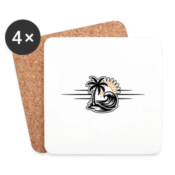Palmier d’été de l’île - Dessous de verre (lot de 4) - blanc - Devant