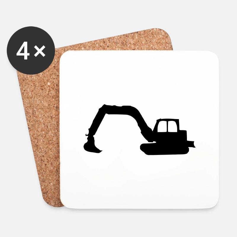 Bagger - Untersetzer (4er-Set) - Weiß