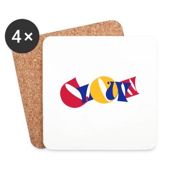 Clown Lettres colorées Texte Logo Drôle Drôle - Dessous de verre (lot de 4) - blanc - Devant