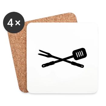 barbecue - Dessous de verre (lot de 4) - blanc - Devant