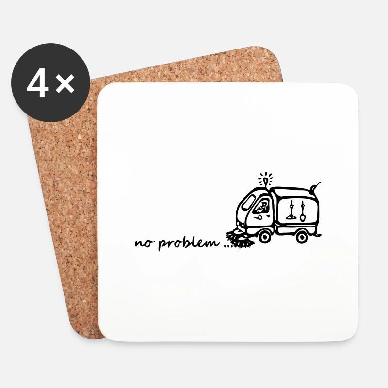 Kehrmaschine - no problem - Untersetzer (4er-Set) - Weiß