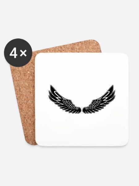 Wings black - Coasters (set of 4) - white
