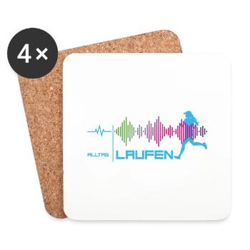Läuferin - Alltags-Puls - good vibes (blau) - Untersetzer (4er-Set) - Weiß - Vorne