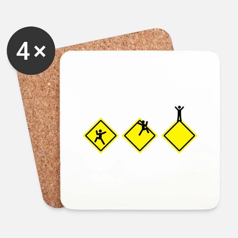 Klettern Straßenschild - Untersetzer (4er-Set) - Weiß