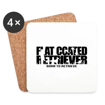 FLAT COATED RETRIEVER born to retrieve Wilsigns - Coasters (set of 4) - white - Front