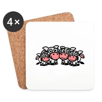 cow_family_with_two_girls_3c - Untersetzer (4er-Set) - Weiß - Vorne