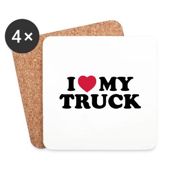 I love my truck - Dessous de verre (lot de 4) - blanc - Devant