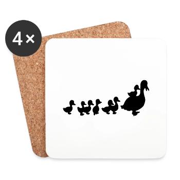 famille canards - Dessous de verre (lot de 4) - blanc - Devant