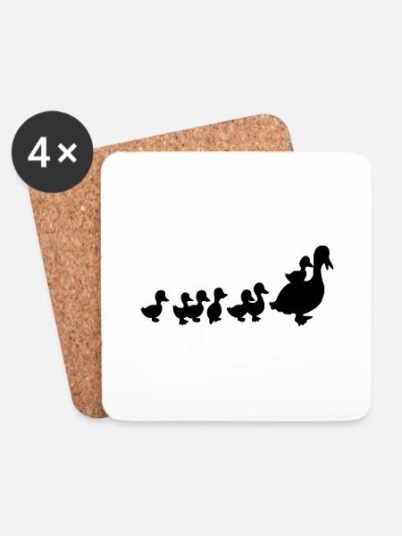 family ducks - Coasters (set of 4) - white