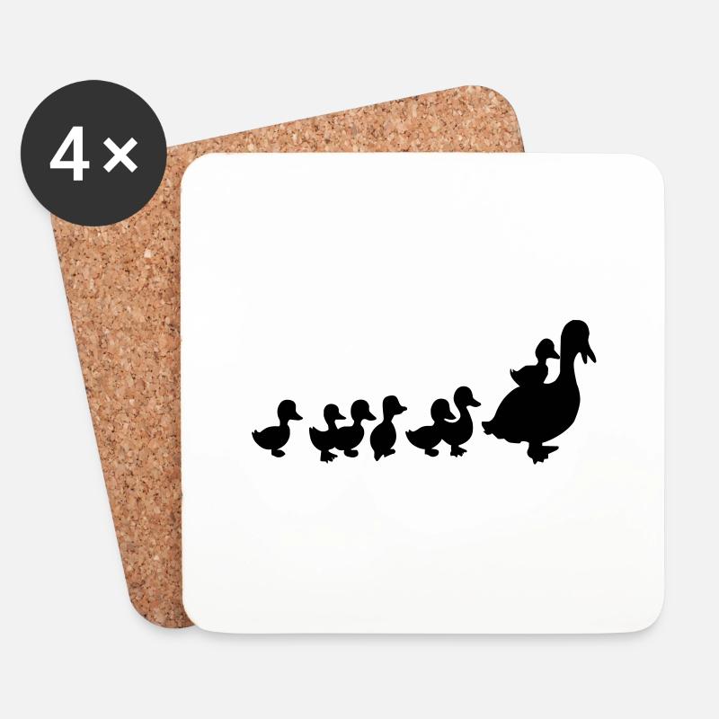 Enten-Familie - Untersetzer (4er-Set) - Weiß
