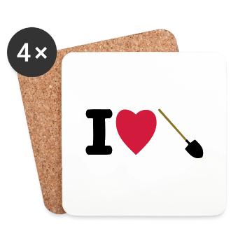 j'aime les pelles - Dessous de verre (lot de 4) - blanc - Devant