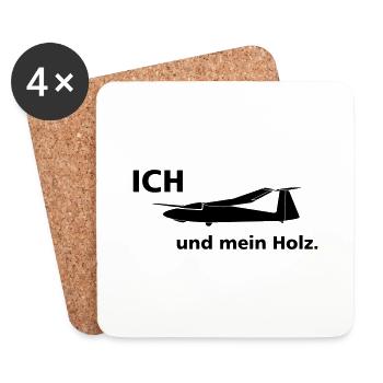 Holz Pirat Segelflugzeug - Untersetzer (4er-Set) - Weiß - Vorne