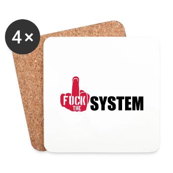 logo hand mittelfinger cool text rebellisch fuck t - Untersetzer (4er-Set) - Weiß - Vorne