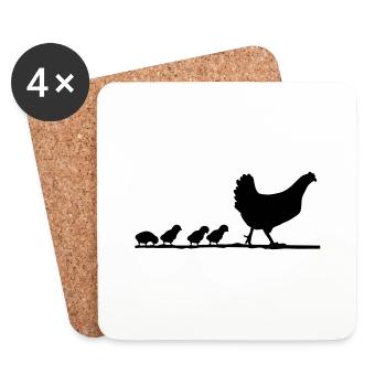 chicken_family__f1 - Coasters (set of 4) - white - Front