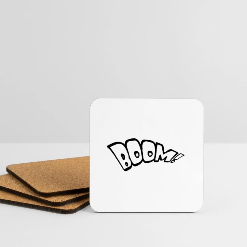 boom text fire hot tnt dynamite explode expl Coasters (set of 4)