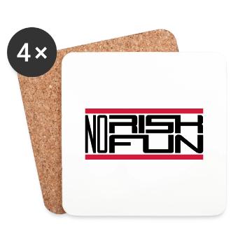 balken no risk no fun spruch risiko gefahr vorsich - Untersetzer (4er-Set) - Weiß - Vorne