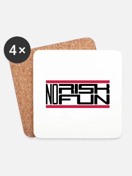 balken no risk no fun spruch risiko gefahr vorsich - Untersetzer (4er-Set) - Weiß