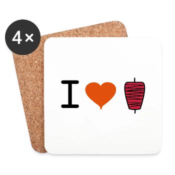 i_love_kebab - Dessous de verre (lot de 4) - blanc - Devant