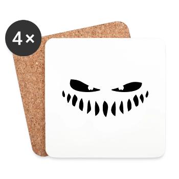 boese monster augen mund gefaehrlich comic cartoon - Untersetzer (4er-Set) - Weiß - Vorne