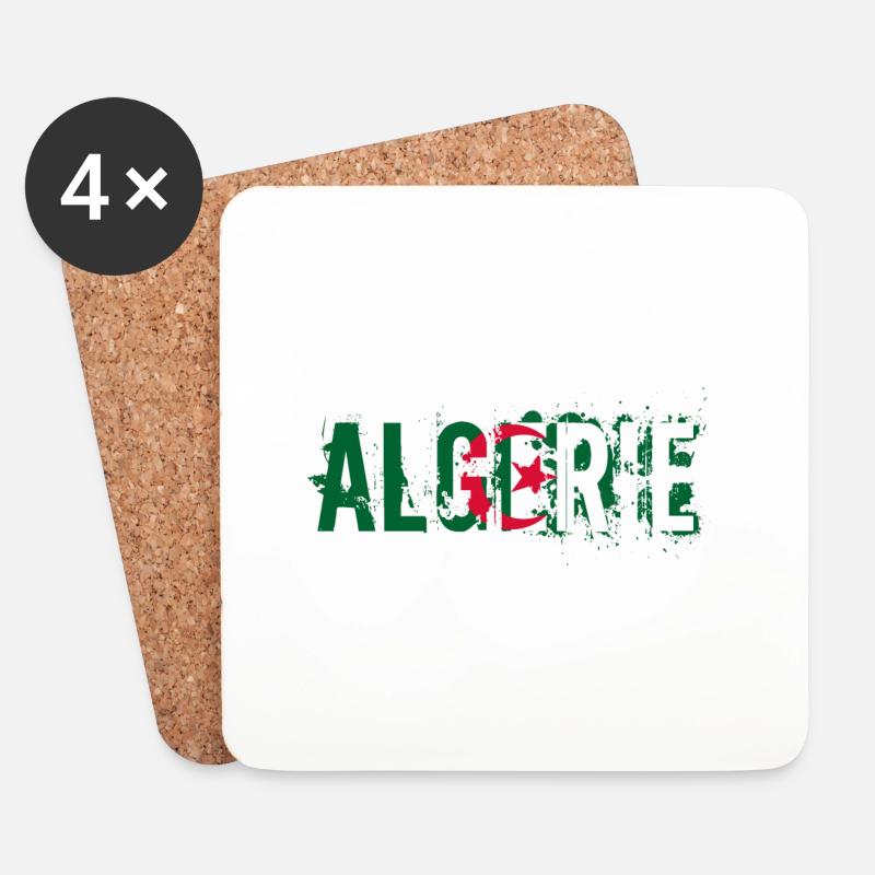 logo_flag_grunge_algerie_2 - Untersetzer (4er-Set) - Weiß