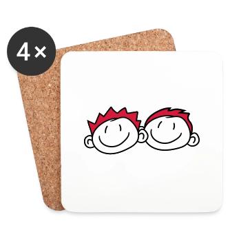 2 friends head face couple family painted child kr - Coasters (set of 4) - white - Front