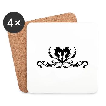 Hasen Liebe Kaninchen Häschen Romantik Herz Ostern - Untersetzer (4er-Set) - Weiß - Vorne