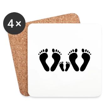 family feet - baby feet - Babyfüße im Bett - Coasters (set of 4) - white - Front