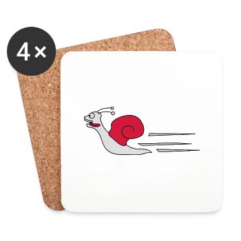 Fast Snail - Coasters (set of 4) - white - Front