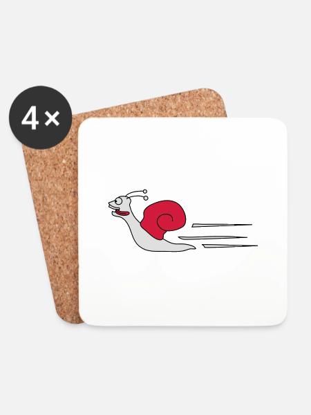 Fast Snail - Untersetzer (4er-Set) - Weiß
