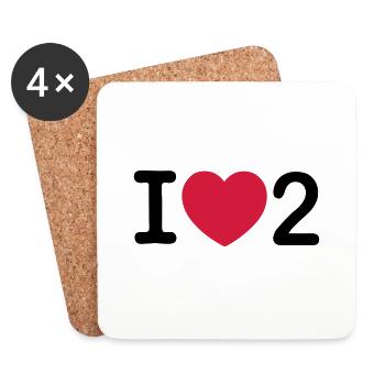 j'aime 2 - Dessous de verre (lot de 4) - blanc - Devant
