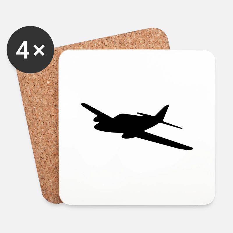 Leichtflugzeug - Untersetzer (4er-Set) - Weiß