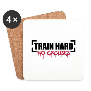 Train Hard No Excuses - Coasters (set of 4) - white - Front