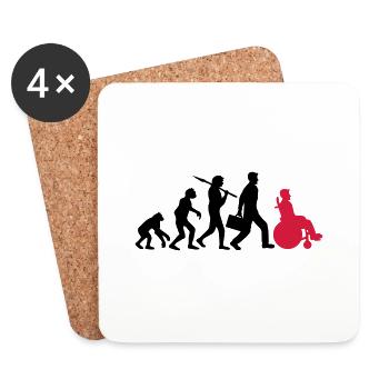 evolution wheelchair development silhouette hindrance - Coasters (set of 4) - white - Front
