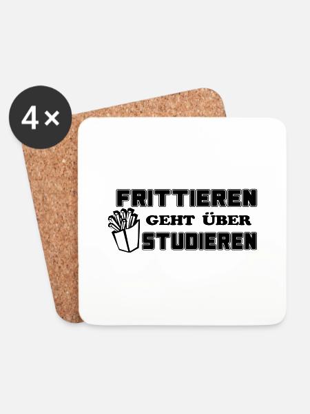 frittieren geht über studieren - Untersetzer (4er-Set) - Weiß