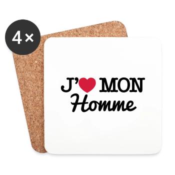 J'aime mon homme - Dessous de verre (lot de 4) - blanc - Devant